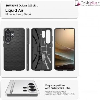 Spigen Liquid Air guminis dėklas - juodas (Samsung Galaxy S26 Ultra)